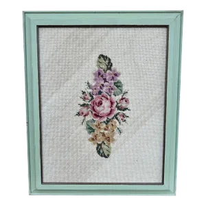 Late 20th Century Framed Flower Woven Tapestry