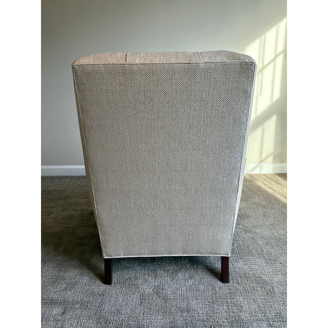 Late 20th Century Baker Furniture Tufted Wing Chair With Matching Ottoman For Sale In Charlotte - Image 6 of 12