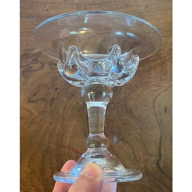 Antique 19th century Anglo Irish glass footed compote or sweetmeat dish with baluster stem. Measures 5 5/8" tall x 5 1/2"...