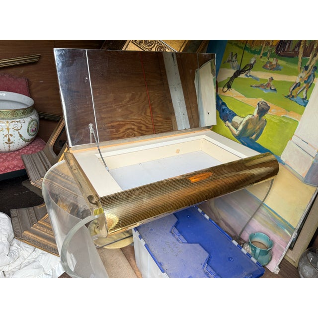 Mid-Century Modern Gold and Lucite Mirror Top Vanity For Sale - Image 11 of 12