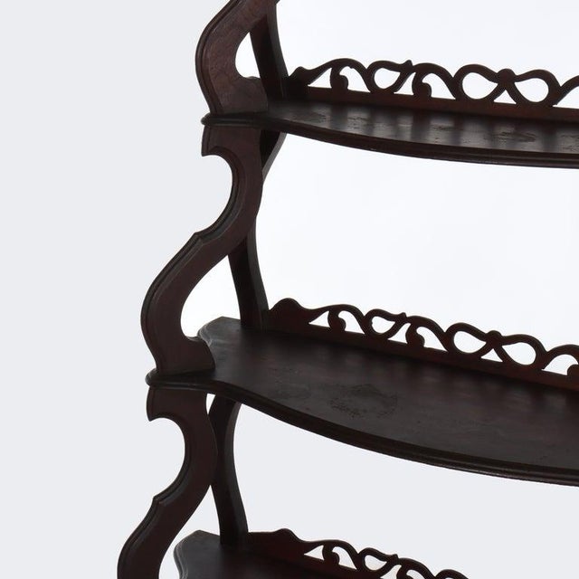 Antique Walnut 5 Shelf Etagere With Cut Out Fretwork Circa 1890 For Sale - Image 4 of 13