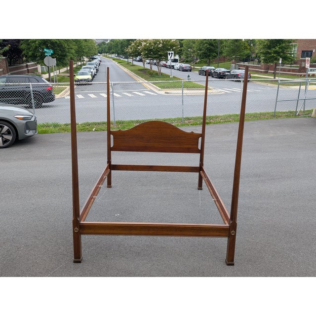 Vintage Davis Cabinet Co. Mahogany 4 Poster Queen Size Bed For Sale - Image 11 of 11