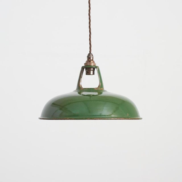 1940s Green Enamel Pendant Light from Coolicon, 1940s For Sale - Image 5 of 5