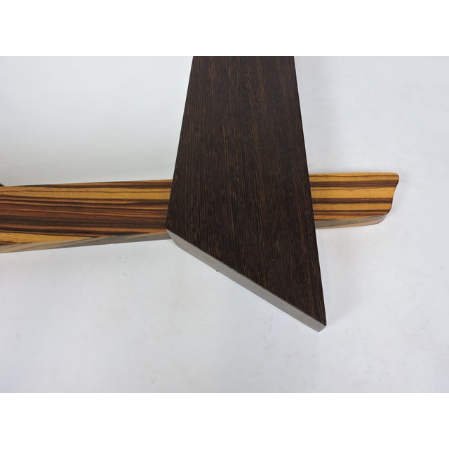 1980s Modern Memphis Style Zebra Wood Asymmetrical Wall Mirror For Sale - Image 5 of 9