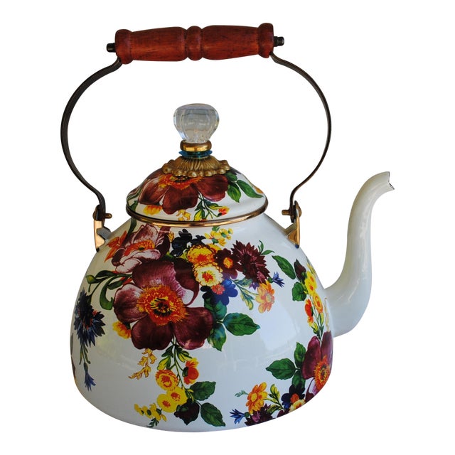Vintage MacKenzie-Childs Flower Market Enamelware 4 Qt Tea Pot For Sale