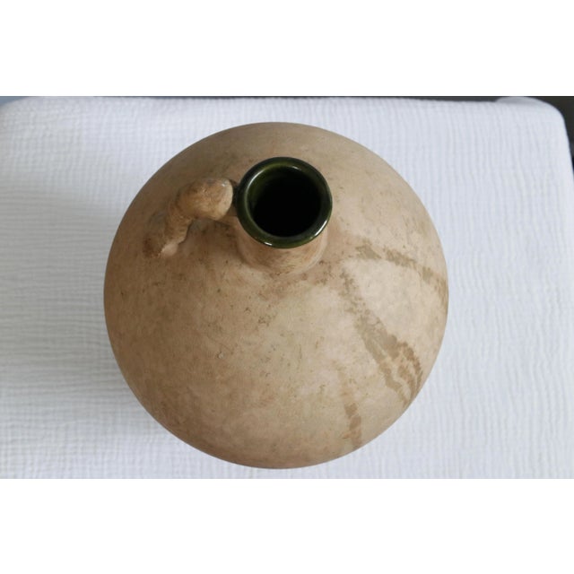 1970s Large Italian Terracotta Amphorae by Vetus Siena With Glazed Green Interior, Signed For Sale - Image 6 of 11
