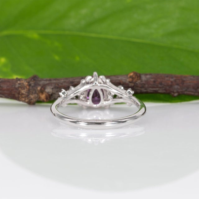 Pink Pink Sapphire Ring With Earth-Mined Diamond Accents: Solid 14k Gold, Size 6.75 For Sale - Image 8 of 9