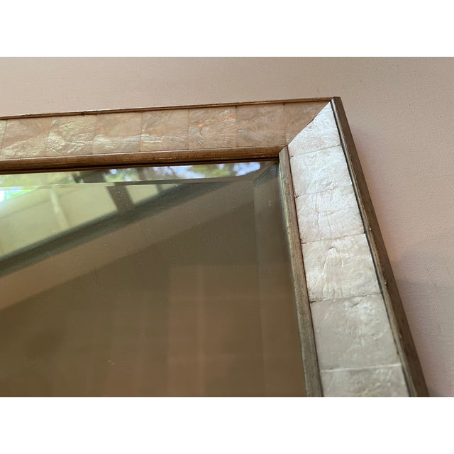Eggshell 1990s Handcrafted Mother of Pearl Shell Mirror For Sale - Image 8 of 14
