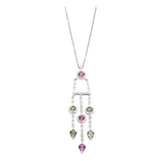 Tiffany & Co. Sapphire & Tourmaline Triple Strand 18k White Gold Pendant For Sale