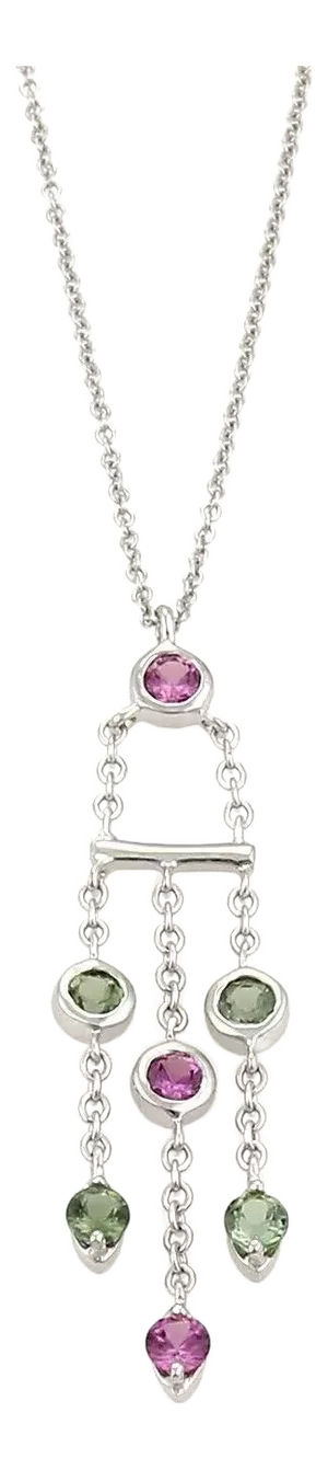 Tiffany & Co. Sapphire & Tourmaline Triple Strand 18k White Gold Pendant