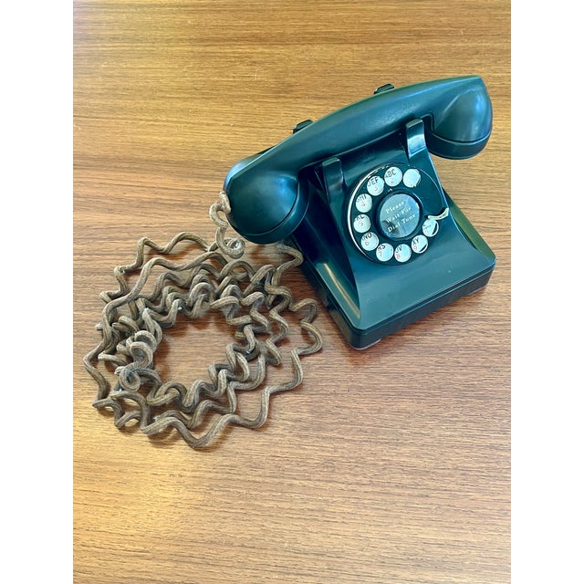 Vintage 1940s Western Electric Model 302 Black Rotary Desk Phone For Sale In Los Angeles - Image 6 of 9