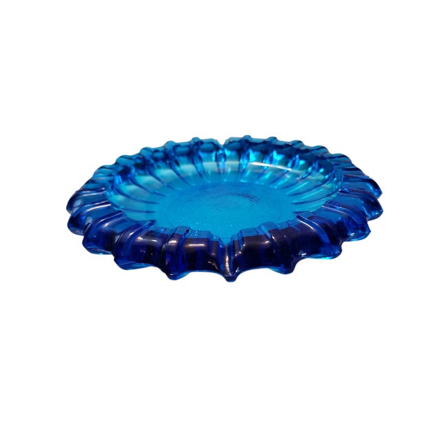 Fostoria Glass Company 1960's Fostoria Blue Ashtray For Sale - Image 4 of 8