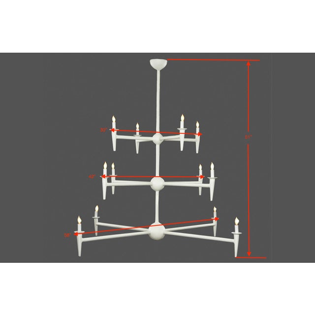 Bourgeois Boheme Atelier Bourgeois Boheme Atelier 12 Arm Plaster of Paris Chandelier, Avron Chandelier For Sale - Image 4 of 10