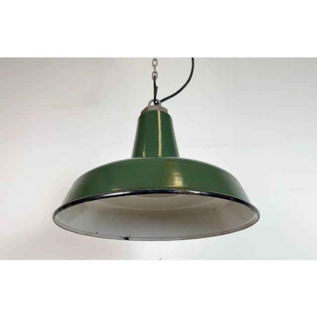 1960s Industrial Green Enamel Factory Pendant Lamp, 1960s For Sale - Image 5 of 16