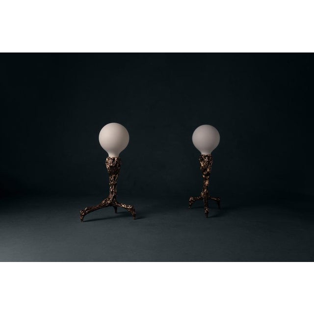 Sweet Thing Small Lamp in Patinated Cast Bronze by William Guillon For Sale - Image 12 of 18