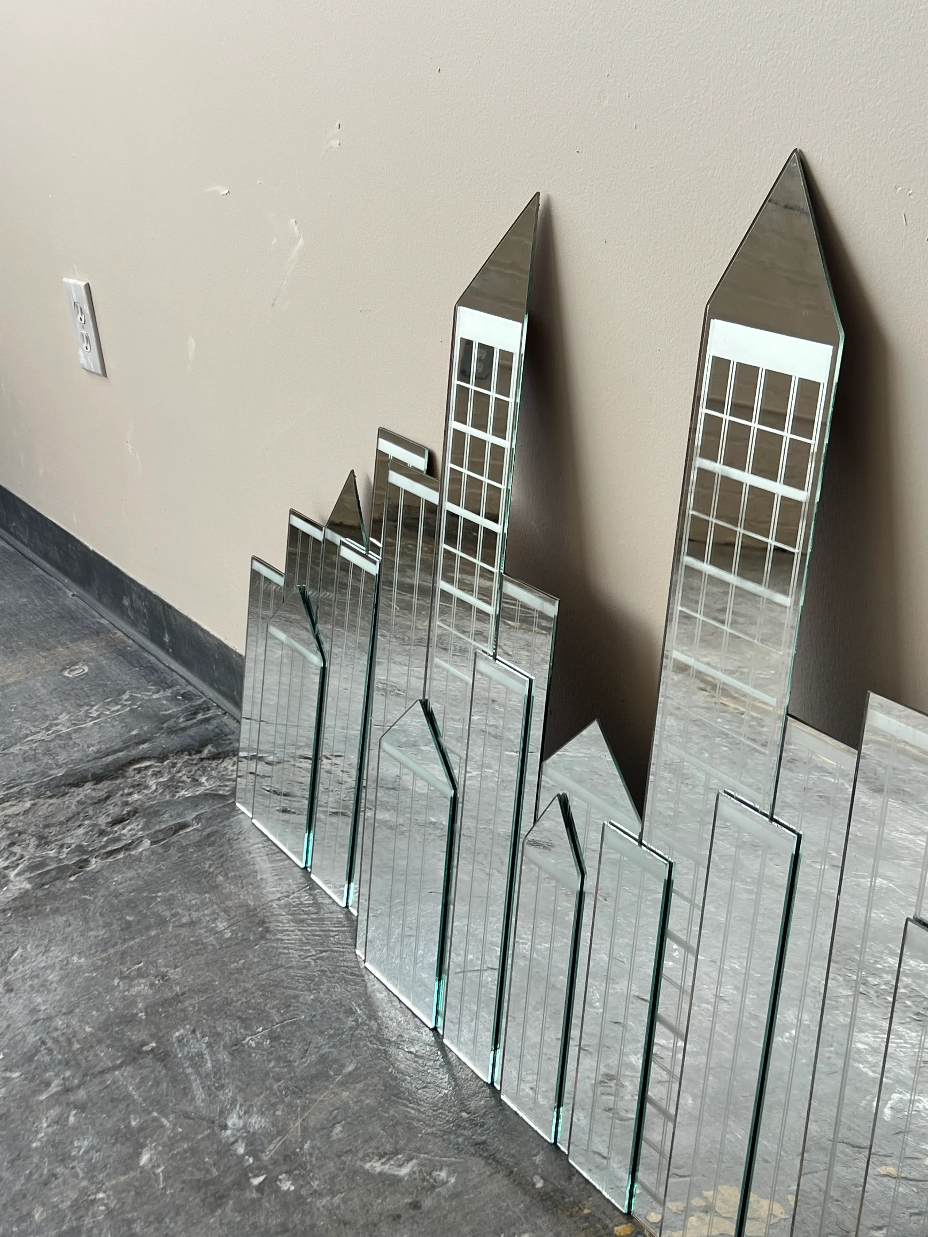 Vintage 1980s New York City Skyline Mirror Panel | Chairish