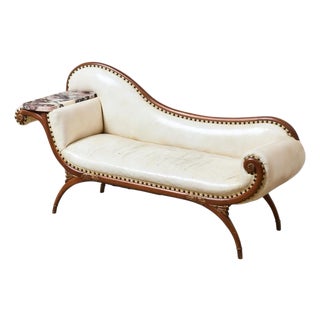 Vintage Antique Settee With Marble Side Table For Sale