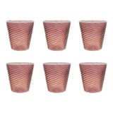 Image of Celerie Kemble Glassware for Chairish Twisty Cups in Violet Blue with Enamel White Rim, Set of 6 For Sale