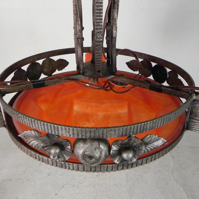 Art Deco Pendant Lamp with Glass Bowl and 3 Chalices, 1930s For Sale - Image 15 of 18
