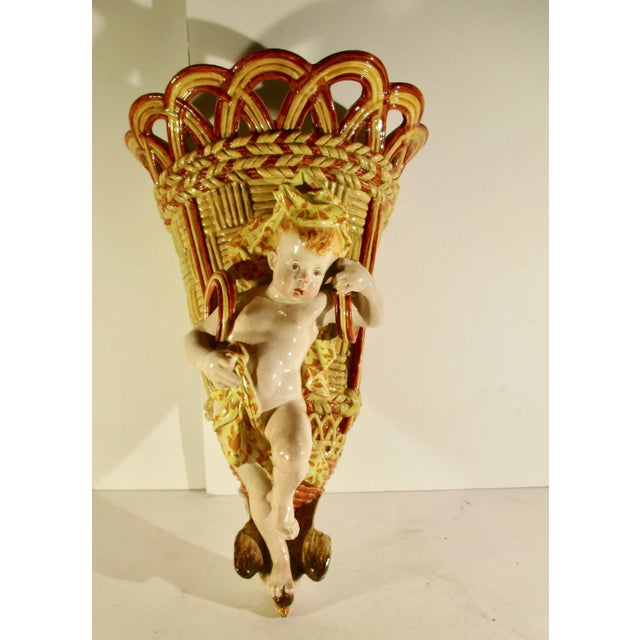19th Century Ginori Majolica Wall Pocket For Sale - Image 10 of 10