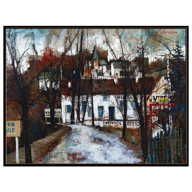 Realism Mid 20th Century Village on the Hill, Michel De Gallard For Sale - Image 3 of 5