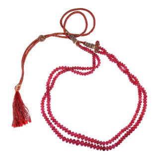 Ajd Two Strand Graduated Glowing Ruby Rondel Necklace For Sale
