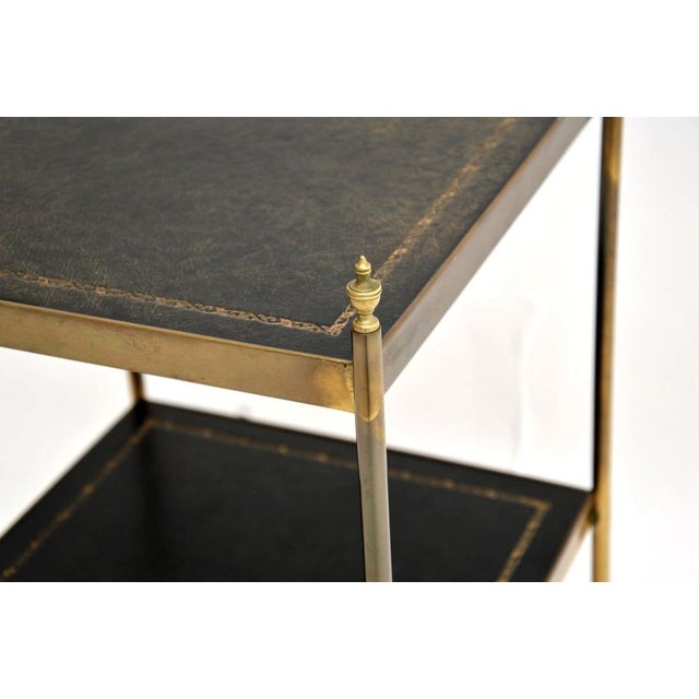 Metal Vintage Brass and Leather Side Table, 1960s For Sale - Image 7 of 9