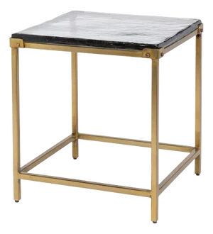 Square Contemporary End Table - Brass Finish