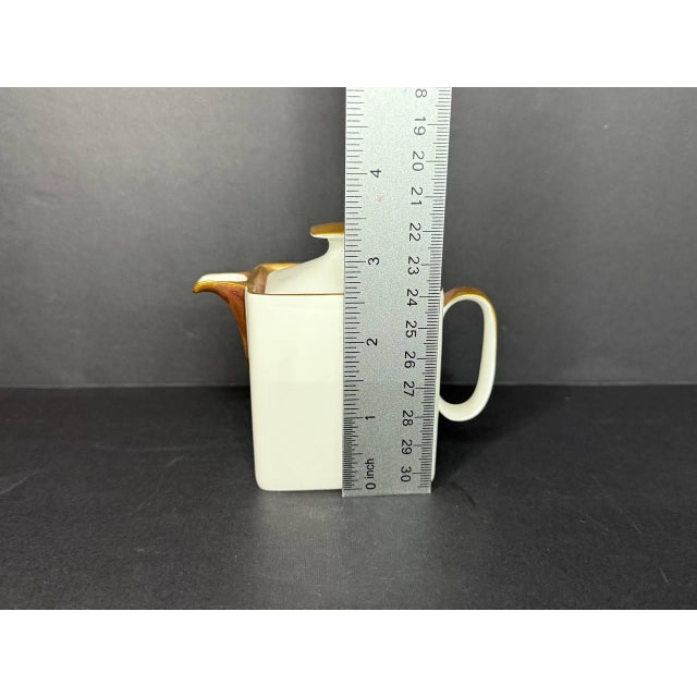 Vintage Rosenthal Germany 21-Piece Porcelain Coffee Service – White With Heavy Gold Trim, Mid-Century Modern For Sale - Image 17 of 18