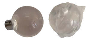 Vintage Chrome & Lucite Sphere Knobs - A Pair
