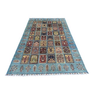 Blue Bakhtiari Garden Panel Hand-Knotted Wool Rug - 6'6" X 10'1" For Sale