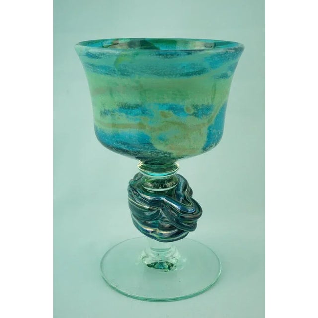 Modern 20th Century Modern Blown Glass Chalice Vase by Michael Harris for the Mdina Glass Factory, Malta, 1970s For Sale - Image 3 of 18