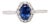 Ceylon Sapphire Ring W Earth Mined Diamonds in Solid 14k White Gold Oval 6x4mm, Size 6.75 For Sale
