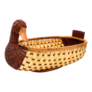 Vintage Wicker Duck Basket – Sculptural Goose Basket – Boho, Coastal, Cottagecore