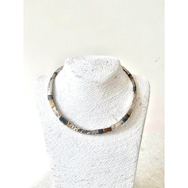 Gorgeous, handmade art studio Sterling silver beaded necklace with gold plating mixed pieces.