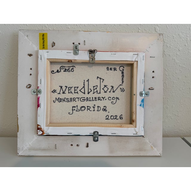 Blue Serg Graff Original “Needleton” Acrylic Ship Painting | Gold Frame | Nautical For Sale - Image 8 of 8