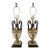 Late 20th Century Hollywood Regency Leopard & Tropical Porcelain Urn Table Lamps - a Pair For Sale