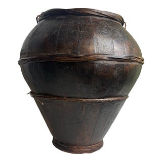 Antique Wooden Wine Jug For Sale
