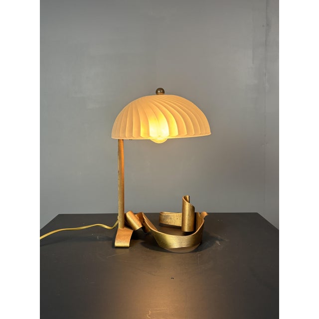 Metal Art Deco Style Handcrafted Wrought Iron Desk Lamp, 1980s For Sale - Image 7 of 18