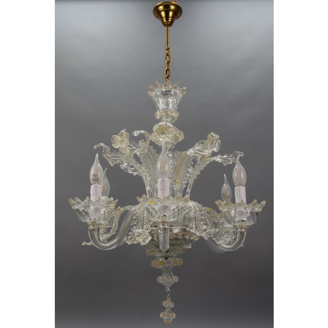 Baroque Venetian Murano Glass and Gold Dust Floral Chandelier, Italy, 1950s For Sale - Image 3 of 18