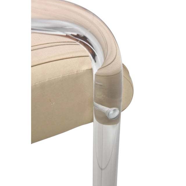 Vintage Lion N Frost Signed Lucite Round Dining Table With Four Lucite and Leather Channeled Chairs For Sale - Image 9 of 12