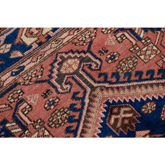 Vintage Handmade Persian Red Geometric Wool Rug 4'10" X 6'4" For Sale - Image 10 of 11