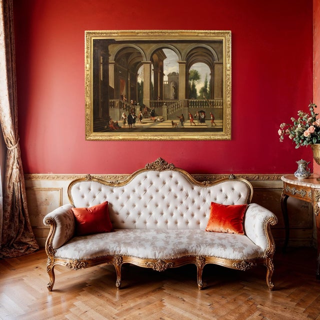 Italian Artist, Architectural Capriccio, 1660, Oil on Canvas For Sale - Image 15 of 16