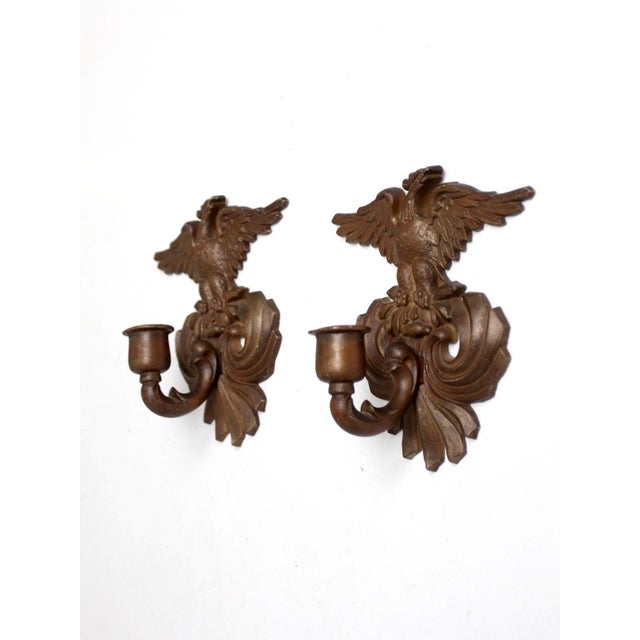 Vintage Federal Revival Eagle Wall Candle Sconces Pair For Sale - Image 11 of 14