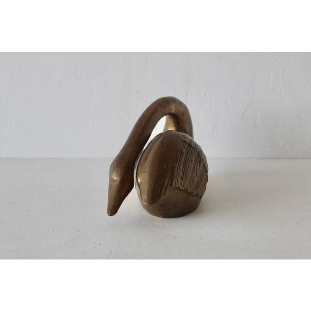 1970s 1970s Stylized Brass Swan Sculpture Patina Mid Century Hollywood Regency For Sale - Image 5 of 10