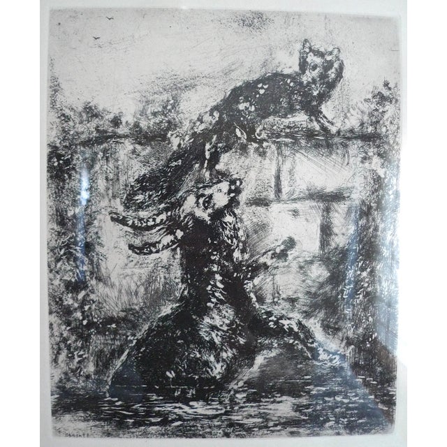 Marc Chagall "The Fox and the Ram" Plate 124 From Les Fables De La Fountaine by Marc Chagall, Framed For Sale - Image 4 of 11