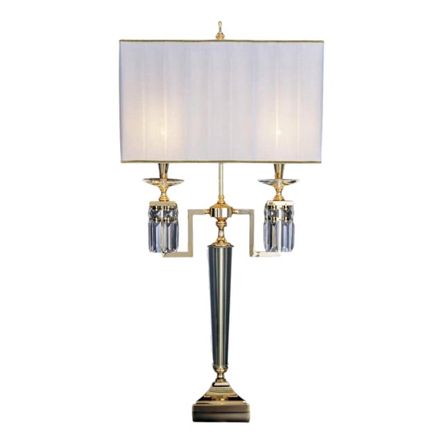 Collection Topazio Table Lamp in Metal and Crystal by Jago For Sale