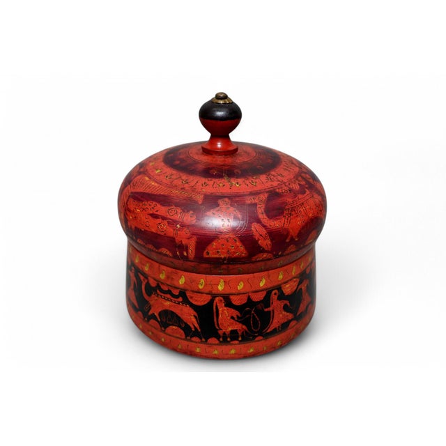 Vintage Handpainted Wooden Lacquerware Spice Box,, 1950s For Sale - Image 13 of 13