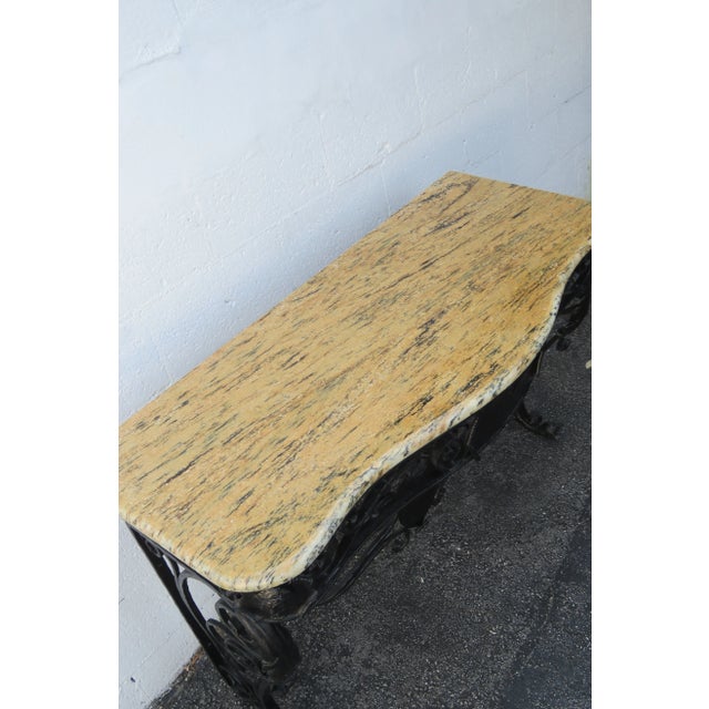 Art Deco Style Marble Top Painted Black Metal Bird Design Console Table For Sale - Image 10 of 13