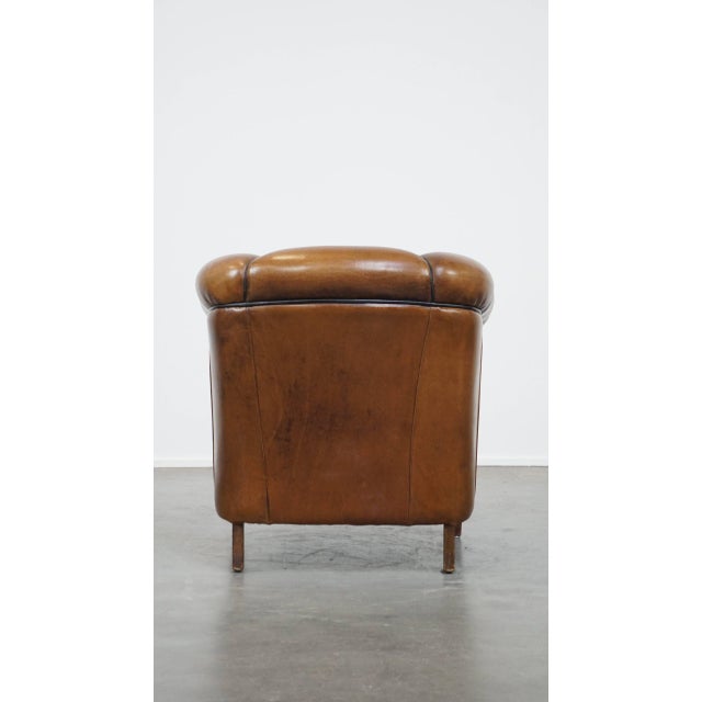 Cognac-Colored Leather Club Chair For Sale - Image 4 of 12